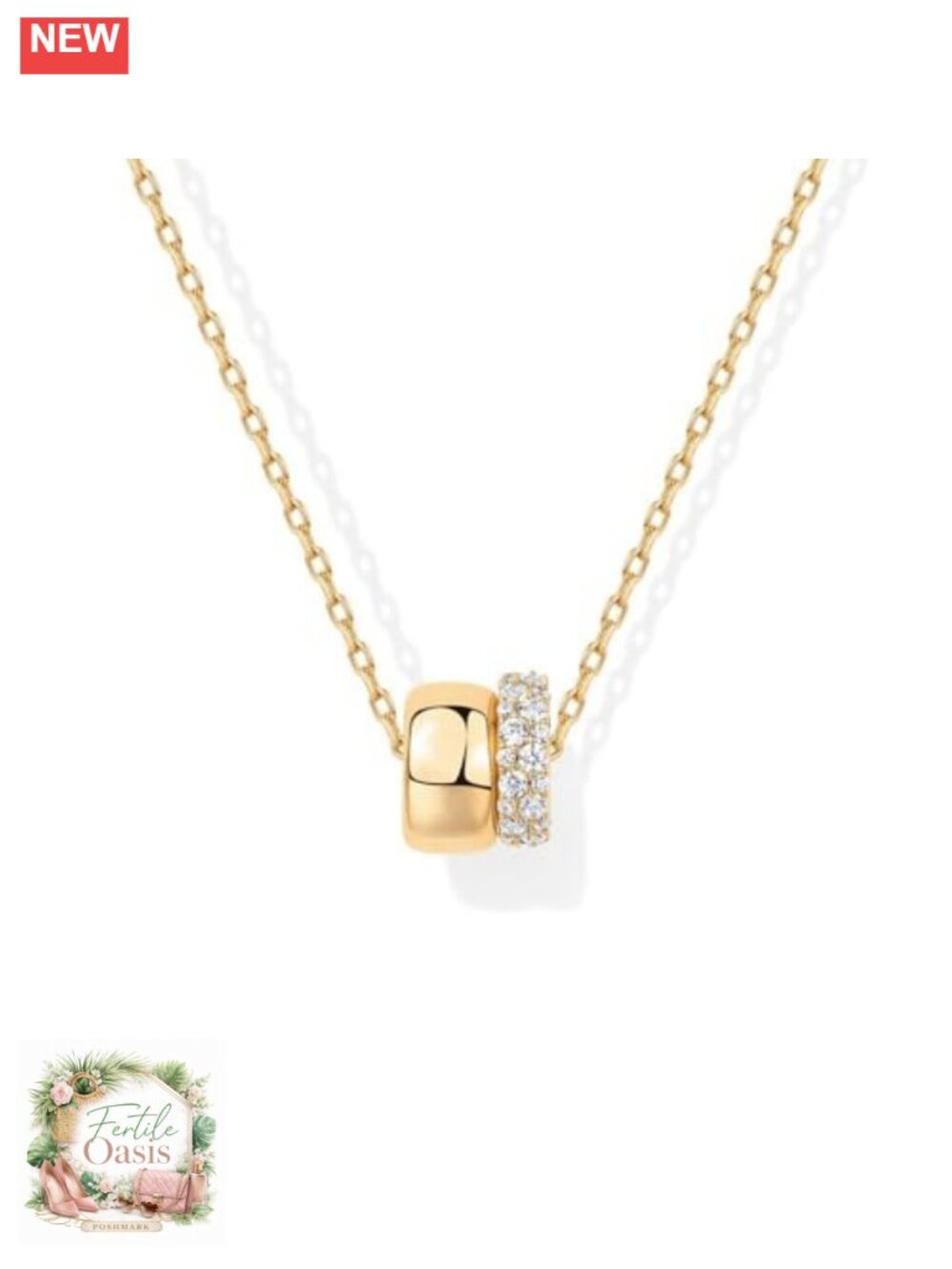 14k Gold Plated Silver CZ Rondelle Necklace Women Layered Dainty Jewelry